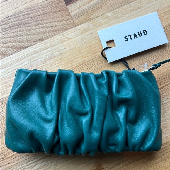 NWT STAUD Teal Gathered Leather CONVERTIBLE BAG 👛🍾🥂 - Picture 5 of 6